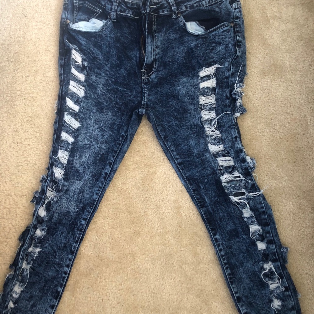 Blue ripped jeans